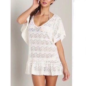 Eberjey Crochet Swim Cover Up in Pale Blush, Size M/L